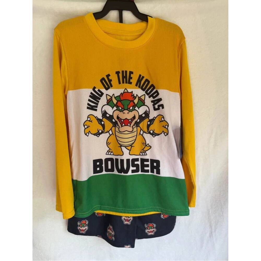 Bowser Yellow & White Kids Long-Sleeve Shirt